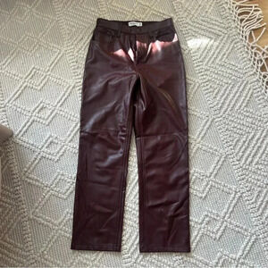 Abercrombie & Fitch Women's Straight Leg Faux Leather Pants — Deep Burgundy